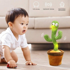 Інтерактивний плюшевий танцюючий кактус Funny Toys Dancing Light Cactus з різнобарвним підсвічуванням Ізюм