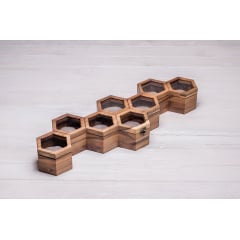 Настільна коробочка органайзер у формі сот для годинників ecoWalnut 7.8х59.7х18.8 см Київ
