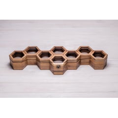 Настільна коробочка органайзер у формі сот для годинників ecoWalnut 7.8х59.7х18.8 см Київ