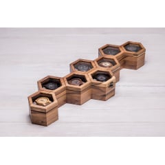 Настільна коробочка органайзер у формі сот для годинників ecoWalnut 7.8х59.7х18.8 см Київ