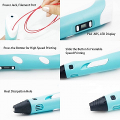 3D ручка c LCD дисплеем 3DPen Hot Draw 3 Blue+Досточка+Ножницы+Комплект эко пластика для рисования 49 метров Борисполь