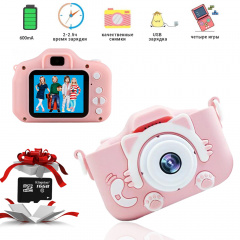Дитячий цифровий фотоапарат Smart Kids Kitty 20 Мп 16 Гб Рожевий Костополь