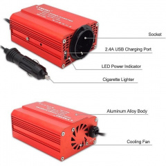 Інвертор автомобільний перетворювач напруги LVYUAN 300 W + 2 USB порти Хмельник
