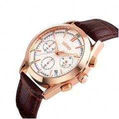 Чоловічий годинник Skmei Prestige 9127 класичний Коричневий Королево
