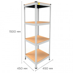 Металевий стелаж Emby Light Series 1500х450x450 мм 4 полиці ДСП до 100 кг Білий Кушугум