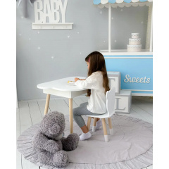 Столик дитячий No Brand Хмара з нішою та стільчиком Ведмедик Білий (2389388732) Дніпрорудне