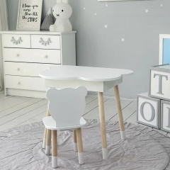 Столик дитячий No Brand Хмара з нішою та стільчиком Ведмедик Білий (2389388732) Дніпрорудне