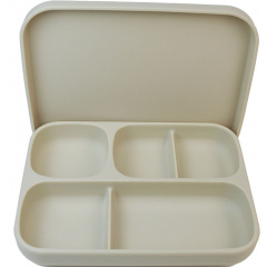 Детская пяти-секционная силиконовая тарелка с присоской с крышкой 2Life 700 мл Бежевый (vol-10194) Кобыжча