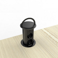 Выдвижной блок розеток с USB Livolo Черный (VL-SHS019-FCTC-B) Самбор