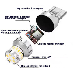 Комплект світлодіодних ламп Napo LED 1156-4014-18+5smd 9-48V P21W 1156 BA15S 2 шт Білий (2473306636) Умань