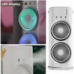 Вентилятор настільний OPT-TOP Double-ended Spray Fan подвійний з охолодженням LED підсвічування без пульта ДУ Білий (2104618552) Вышгород