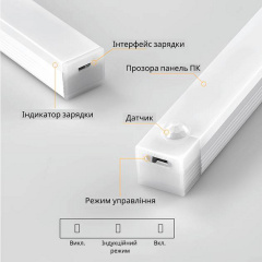 Нічник з датчиком руху та акумулятором Inspire night GZ-5-20см 600mAH 2W Білий Шепетівка