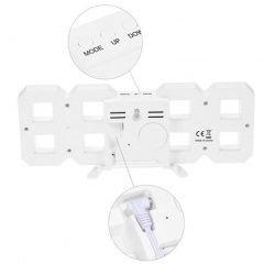 Часы настольные электронные RIAS LY-1089 LED с будильником и термометром White Ligh White (3_02671) Королево