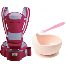 Хипсит эрго-рюкзак и тарелка с ложкой Baby Carrier Y4 6 в 1 Красный/бежевый (vol-10121) Красноград