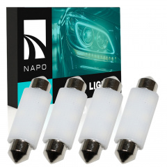Комплект світлодіодних ламп Napo LED SJ-3030-6SMD-CANBUS Ceramic 41mm C5W C10W 4 шт Білий (2530521175) Буча