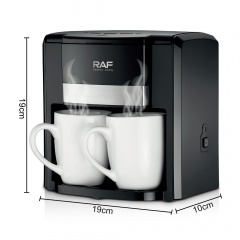 Кофеварка электрическая RAF R.115 на две чашки 650W Black (3_03734) Ворожба