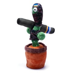 Танцующий поющий кактус Патриот Тарас с джавелином Dancing Cactus с подсветкой 32 см повторюшка и USB зарядка Дніпро