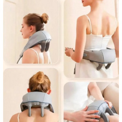 Масажер ударний для шиї та плечей No Brand Neck massager з ІЧ-підігрівом електричний на акумуляторі Сірий (2104618544) Володарськ-Волинський