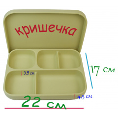 Детская пяти-секционная силиконовая тарелка с присоской с крышкой 2Life 700 мл Бежевый (vol-10195) Дніпрорудне