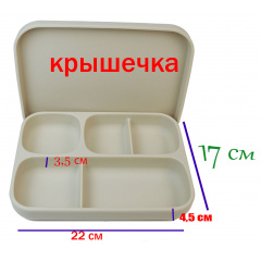 Силиконовая пяти-секционная тарелка c крышкой и ложка вилка меняющая форму 2Life А4 3 предмета Бежевый (vol-10742) Оріхів