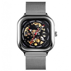 Чоловічий механічний годинник Skmei 9184 скелетон Сріблястий