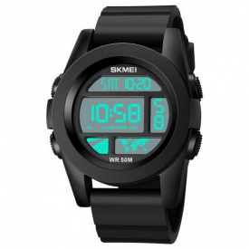Тактичний водостійкий кварцовий годинник Skmei World Black