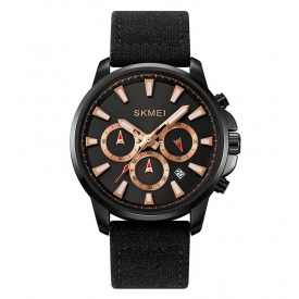 Чоловічий наручний годинник Skmei 2071 на нейлоновому ремінці Чорний