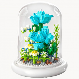 Конструктор ЗД SBTR Блакитна лілія 500 деталей у колбі з підсвічуванням 13.5х11.7 см Різнокольоровий (Lilia-Blue)