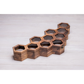 Сотова скринька-органайзер для 10 годинників ecoWalnut 7.8х59.7х23.5 см