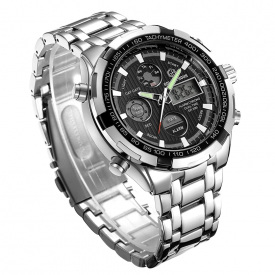 Наручний годинник чоловічий GOLDENHOUR Titan Сріблястий (2706)