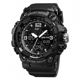 Годинник наручний чоловічий Skmei 1742 Black 1742BK (17167-hbr)