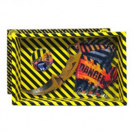 Сувенірні ножі дерев'яні набір Box Керамбіт Gold Сувенір Декор Karg-B