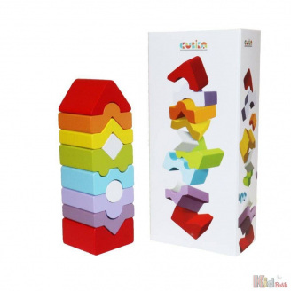 Деревянная пирамидка Домик 10 элем Cubika (14989)
