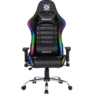 Геймерське крісло Defender Ultimate поліуританове з RGB підсвічуванням Чорний