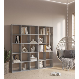 Стелаж для книг та декору на 25 комірок No Brand ST-16 1776х300х1776 мм Бетон (22651970)