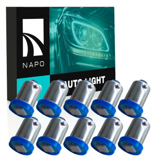 Комплект світлодіодних ламп Napo LED BA9S-5050-1smd T4W Ba9s 10 шт Синій (1805043289)