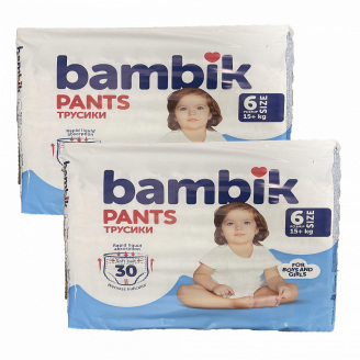 Дитячі підгузки-трусики Bambik 6 15+ кг 60 шт 2 уп