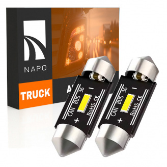 Комплект світлодіодних ламп для вантажівок Napo Truck SJ-7020-1SMD 24V 36mm C5W C10W 2 шт Білий (2530976536)