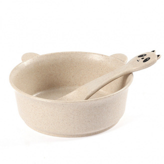 Тарілка з ложкою Lesko A228 Panda Beige