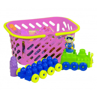 Конструктор с поездом 43 дет в розовой корзинке Kinderway (02-306)