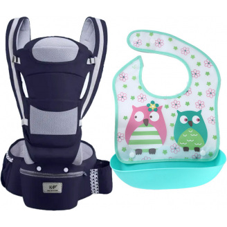 Хипсит эрго-рюкзак кенгуру переноска слюнявчик-трансформер Baby Carrier 20 кг 6 в 1 Темно-синий (vol-9855)