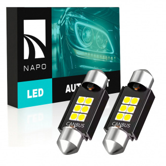 Комплект світлодіодних ламп Napo LED SJ-3030-6SMD 36mm C5W C10W 2 шт Білий (2476271910)