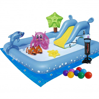 Надувной игровой центр Bestway 53052 -2 Аквариум 239 х 206 х 86 см с горкой с игрушками шариками 10 шт