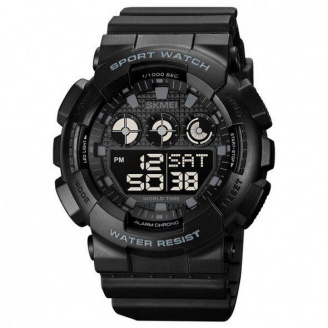 Тактичний водостійкий кварцовий годинник Skmei Stalker black