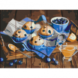 Картина за номерами по дереву Солодощі з чорницею ART STORY ASW135 30х40 см