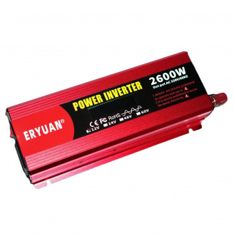 Перетворювач напруги інвертор Eryuan 2600W LCD DC/AC 12V-220V з чистою синусоїдою та вольтметром Red