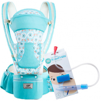 Хіпсіт Ерго-рюкзак Baby Carrier 6 в 1 М'ятний та Дитячий назальний аспіратор (vol-1435)