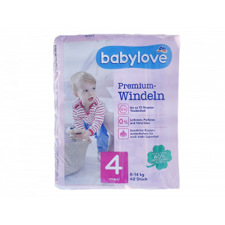 Дитячі одноразові підгузники Babylove Premium 4 maxi 8-14 кг 42 шт