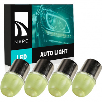 Комплект світлодіодних ламп Napo LED 1156-HP-Lens P21W 1156 BA15S 4 шт Бурштиновий (2523848368)