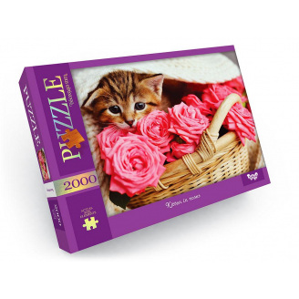 Пазли Danko Toys Кошеня в трояндах 2000 елементів 94 х 68 см C2000-01-05
